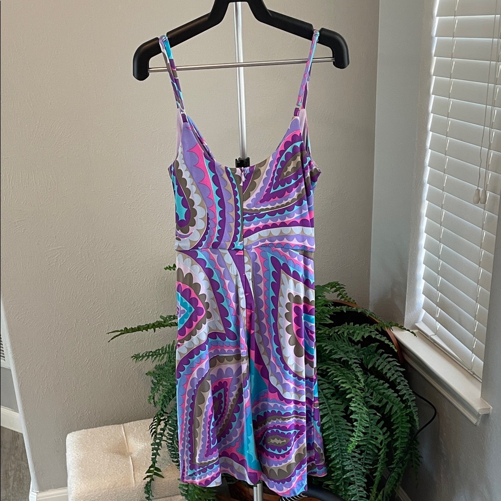 Trina Turk Silk Purple, Teal & Purple Mini Dress - Picture 6 of 7